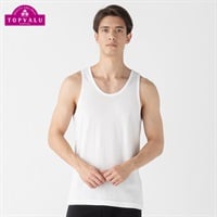 タンクトップ COOLコットン メンズ トップバリュ PEACE FIT(ピースフィット)(シロ-S)