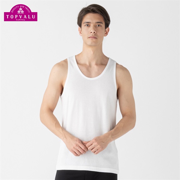 タンクトップ COOLコットン メンズ トップバリュ PEACE FIT(ピースフィット)(シロ-3XL)