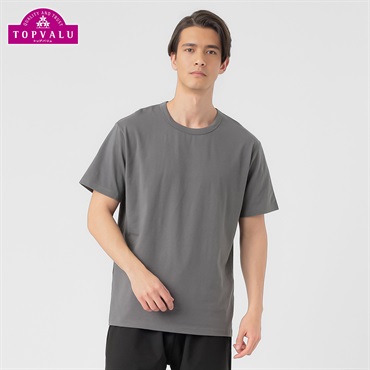 SilkyFACTコットン半袖クルーネックTシャツ メンズ トップバリュ PEACE FIT(ピースフィット) (hk)(グレー-S)