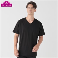 SilkyFACTコットン半袖Vシャツ メンズ トップバリュ PEACE FIT(ピースフィット) (hk)(クロ-S)