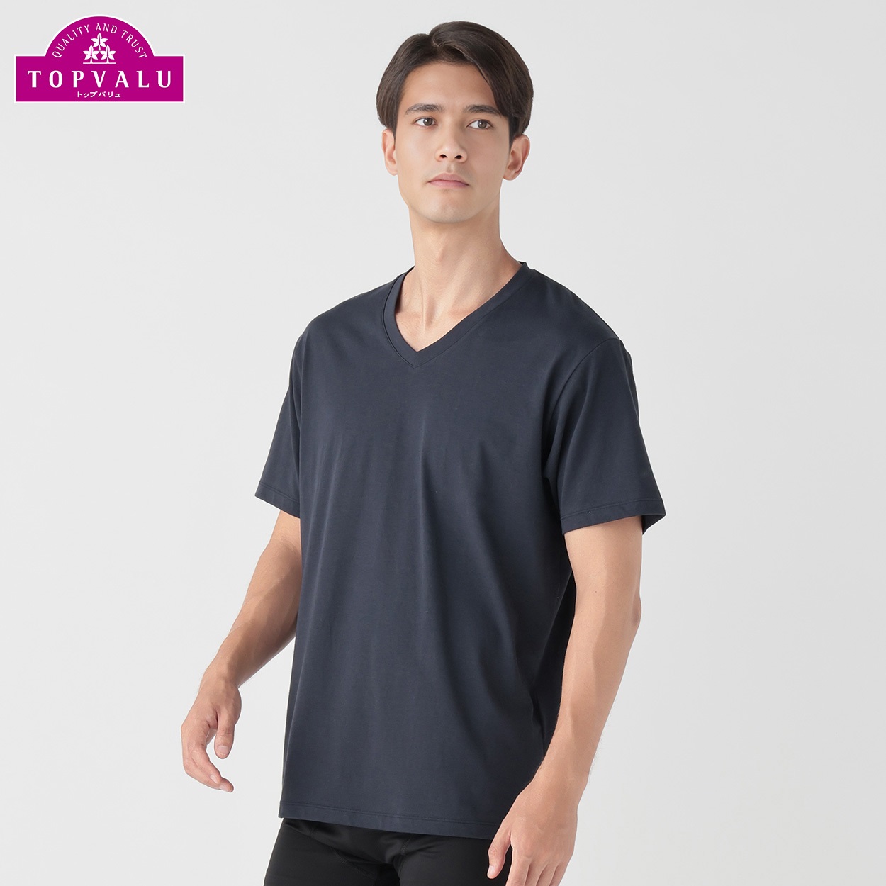 SilkyFACTコットン半袖Vシャツ メンズ トップバリュ PEACE FIT(ピースフィット) (hk)(コイアオ-S)