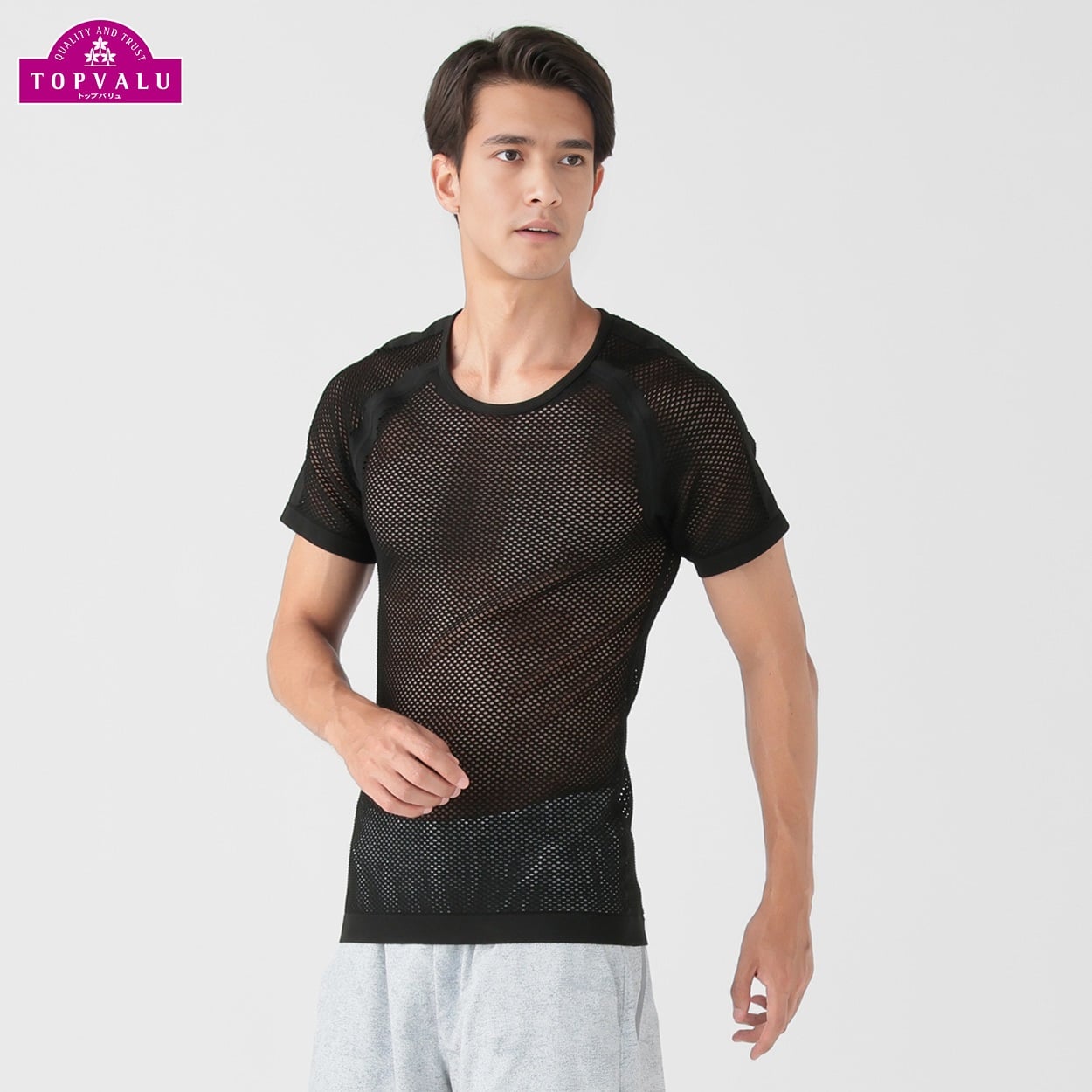 ドライメッシュ半袖Tシャツ メンズ トップバリュ BODY SWITCH(ボディスイッチ)(クロ-S～M)