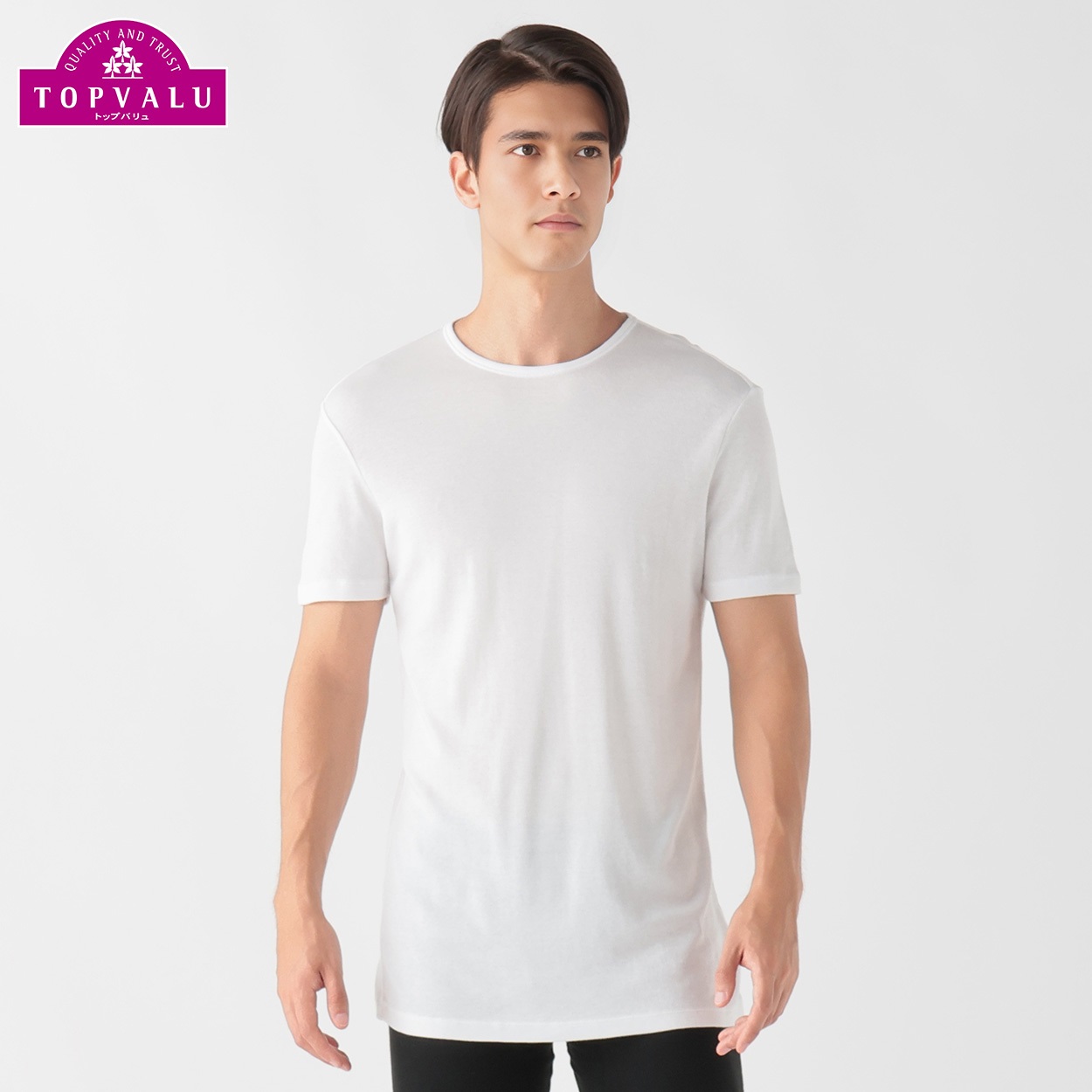 WARMコットン100％ 半袖クルーネックシャツ 抗菌防臭 メンズ トップバリュ PEACE FIT(ピースフィット)(シロ-M)