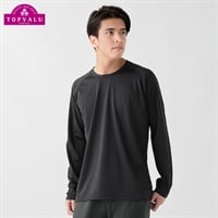 DRYハニカムメッシュラグラン長袖クルーネックTシャツ メンズ トップバリュ BODY SWITCH(ボディスイッチ)(クロ-S)