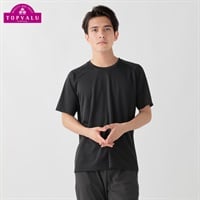 DRYハニカムメッシュラグラン半袖クルーネックTシャツ メンズ トップバリュ BODY SWITCH(ボディスイッチ)(クロ-S)
