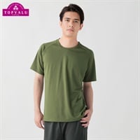 DRYハニカムメッシュラグラン半袖クルーネックTシャツ メンズ トップバリュ BODY SWITCH(ボディスイッチ)(ウスミドリ-S)