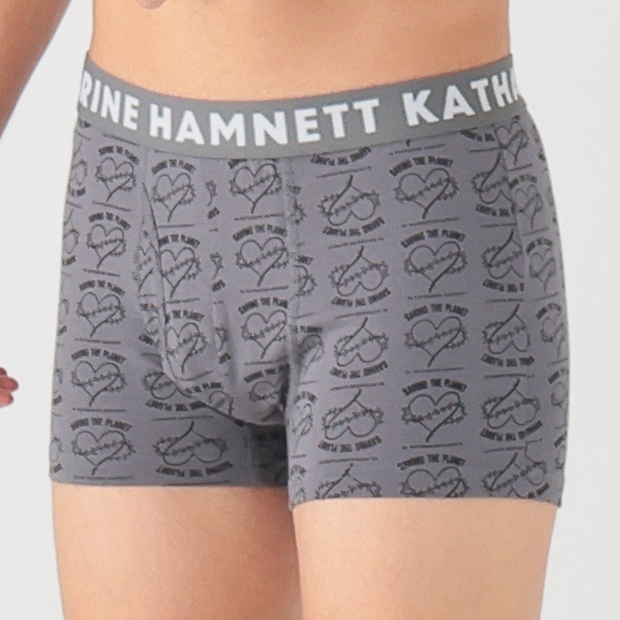 SAVING THE PLANET by KATHARINE HAMNETT ノーマルハート前あきボクサーブリーフ メンズ(グレー-L)
