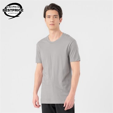 半袖クルーネックTシャツ 天竺編み オーガニックコットンブレンド メンズ トップバリュ ベストプライス(TOPVALU BESTPRICE)(グレー-M)