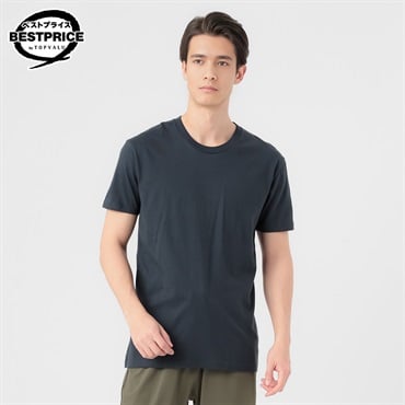 半袖クルーネックTシャツ 天竺編み オーガニックコットンブレンド メンズ トップバリュ ベストプライス(TOPVALU BESTPRICE)(コイアオ-M)