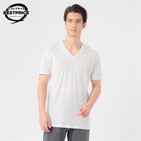 半袖VネックTシャツ 天竺編み オーガニックコットンブレンド メンズ トップバリュ ベストプライス(TOPVALU BESTPRICE)(シロ-M)