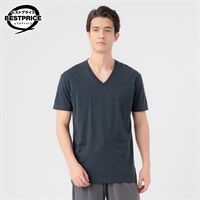 半袖VネックTシャツ 天竺編み オーガニックコットンブレンド メンズ トップバリュ ベストプライス(TOPVALU BESTPRICE)(コイアオ-M)