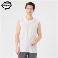 スリーブレスクルーネック天竺編み オーガニックコットンブレンド メンズ トップバリュ ベストプライス(TOPVALU BESTPRICE)(シロ-M)
