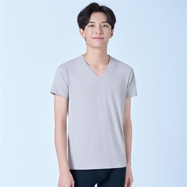 半袖Vネックシャツ COOL強力接触冷感 UV対策 メンズ トップバリュ PEACE FIT(ピースフィット)