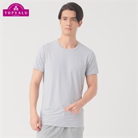 SilkyFACT 半袖クルーネックシャツ メンズ トップバリュ PEACE FIT(ピースフィット) (hk)(グレー-S)