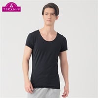 SilkyFACT Under-T 半袖ラウンドネックシャツ わき汗取り付き メンズ トップバリュ PEACE FIT(ピースフィット) (hk)(クロ-Ｓ)