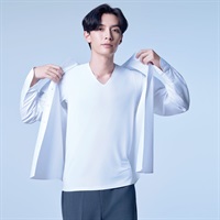 SilkyFACT シームレス 半袖Vネックシャツ メンズ トップバリュ PEACE FIT(ピースフィット) (hk)(シロ-Ｓ)