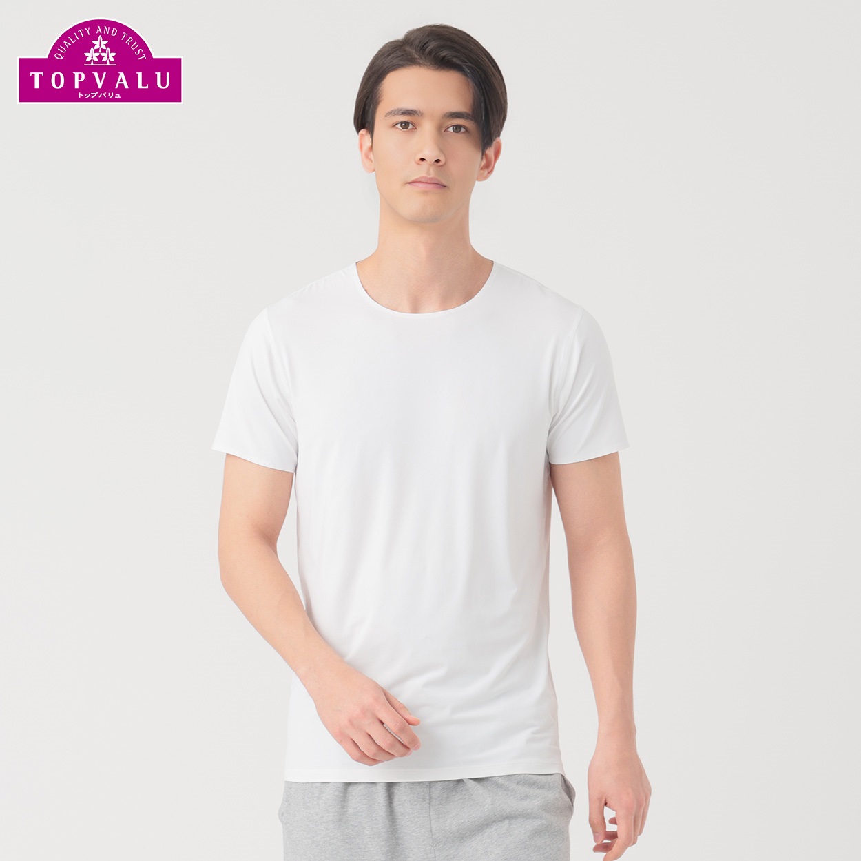 SilkyFACT シームレス 半袖クルーネックシャツ メンズ トップバリュ PEACE FIT(ピースフィット) (hk)(シロ-３ＸＬ)