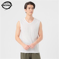 スリーブレスVネック フライス編み DRY インナー2枚組 メンズ トップバリュ ベストプライス(TOPVALU BESTPRICE)(シロ-M)