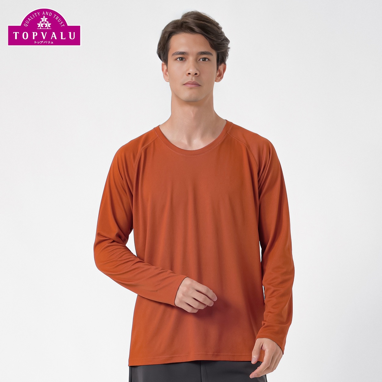 DRY 長袖クルーネックTシャツ メンズ トップバリュ BODY SWITCH(ボディスイッチ)(ダイダイ-S)