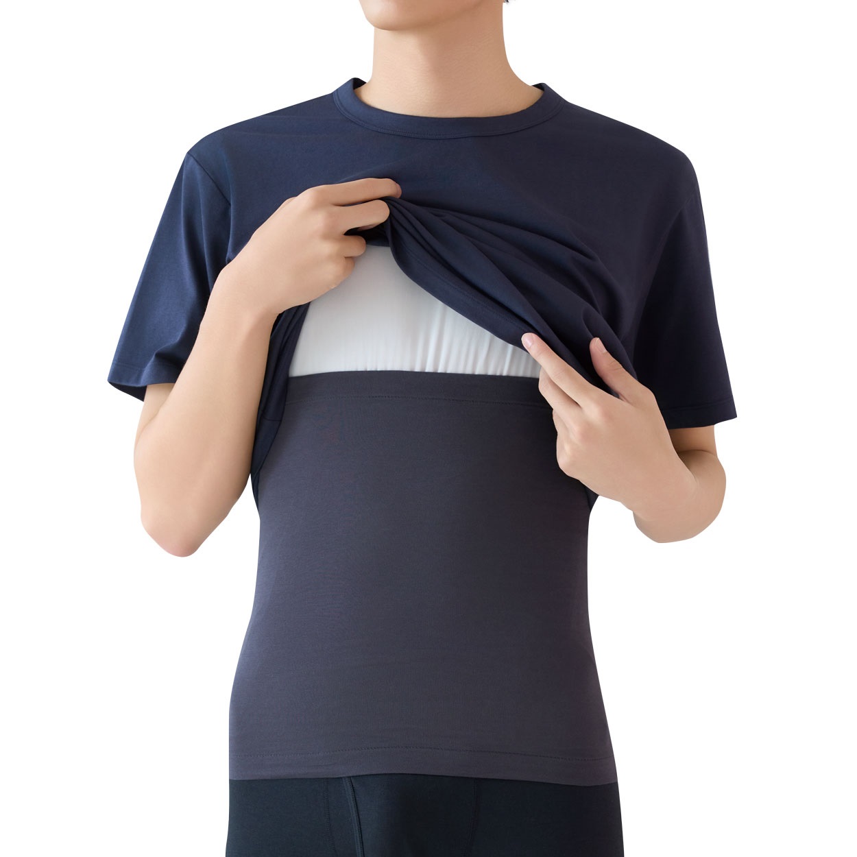 COOLコットン 腹巻 メンズ トップバリュ PEACE FIT(ピースフィット)(クロ-L-XL)