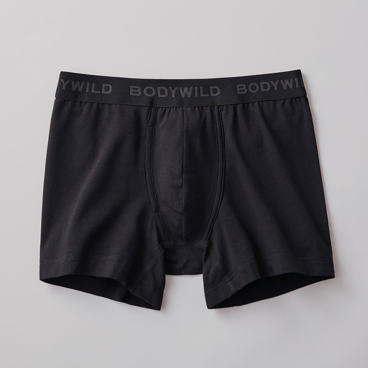 BODY WILD(ボディワイルド) ボクサーパンツ 前あき 綿ベア天竺 無地 BODYWILD メンズ(クロ-L)