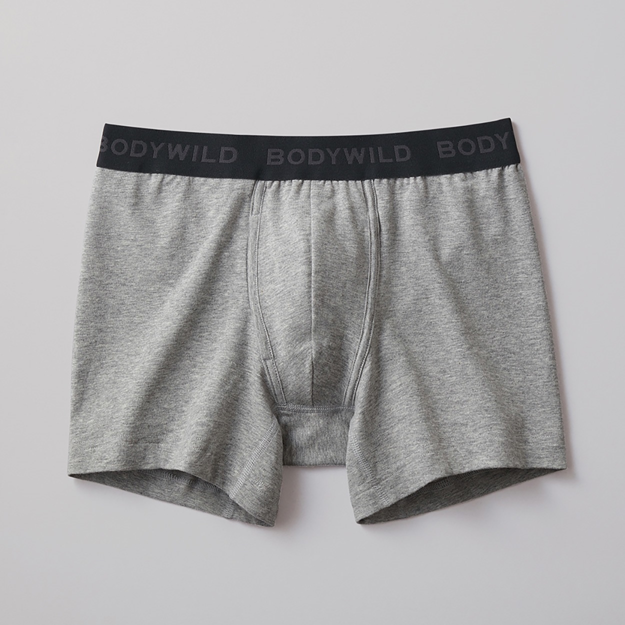 BODY WILD(ボディワイルド) ボクサーパンツ 前あき 綿ベア天竺 無地 BODYWILD メンズ(グレー-L)