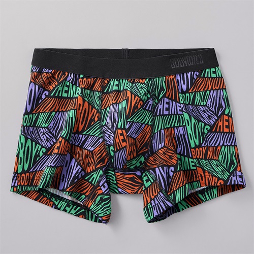 BODY WILD(ボディワイルド) ボクサーパンツ 前とじ 綿ベア天竺 ロゴ柄