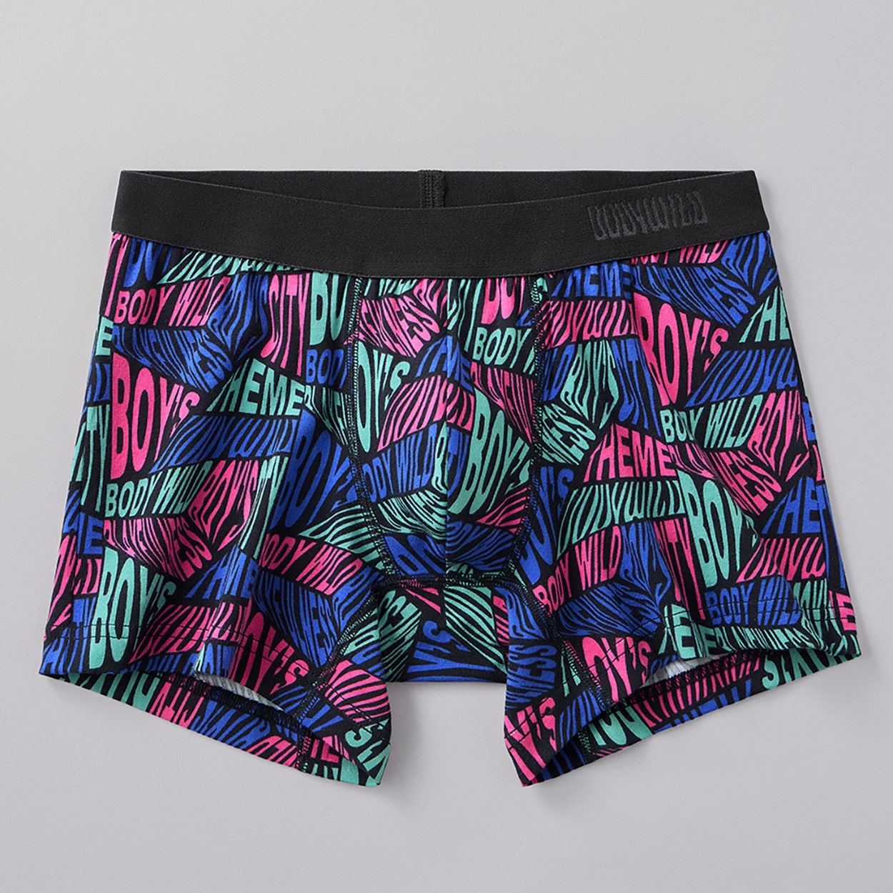 BODY WILD(ボディワイルド) ボクサーパンツ 前とじ 綿ベア天竺 ロゴ柄