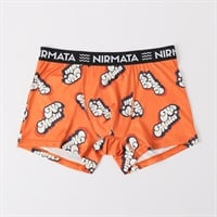 NIRMATA プリントボクサーブリーフ ロゴ総柄 メンズ(ダイダイ-M)