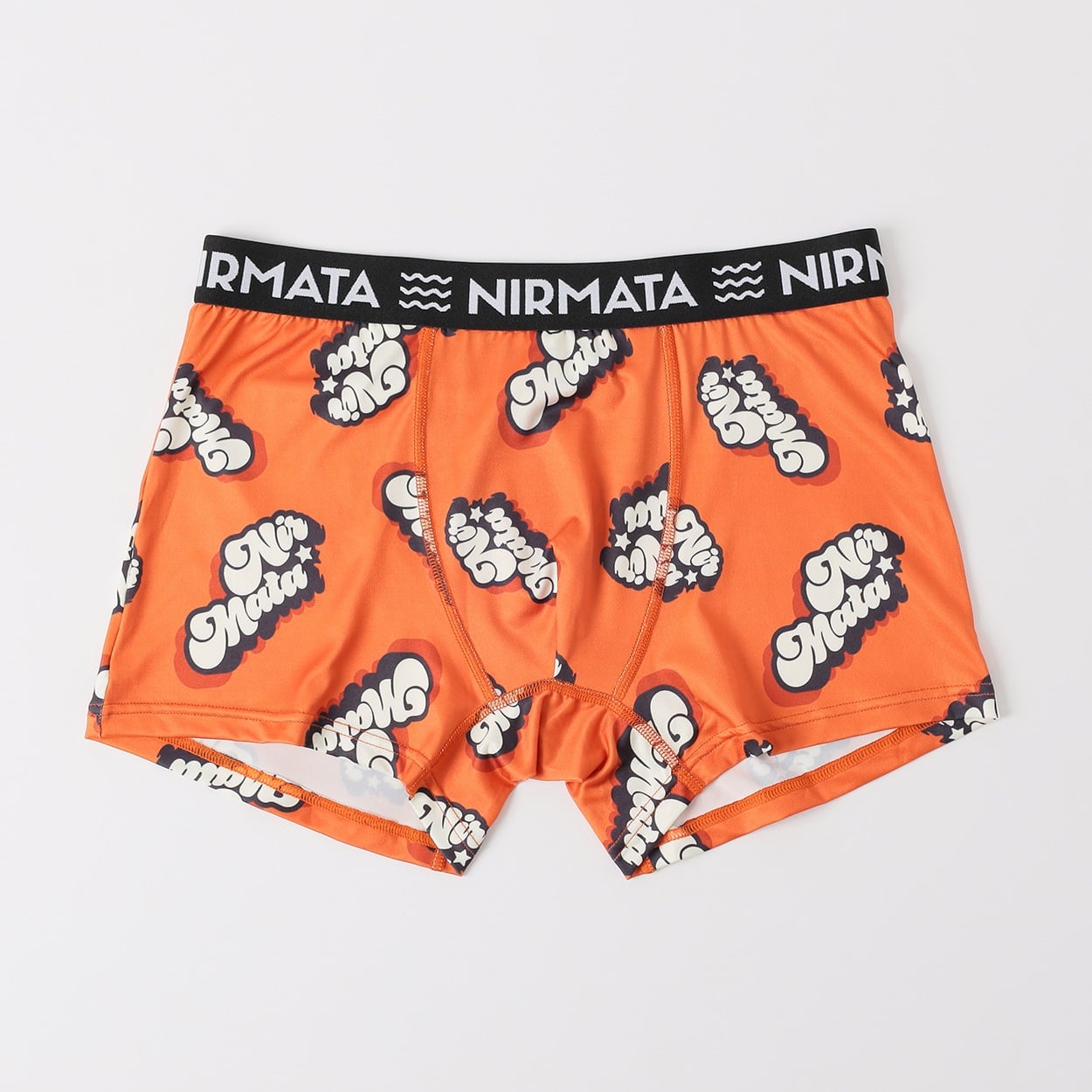 NIRMATA プリントボクサーブリーフ ロゴ総柄 メンズ(ダイダイ-L)