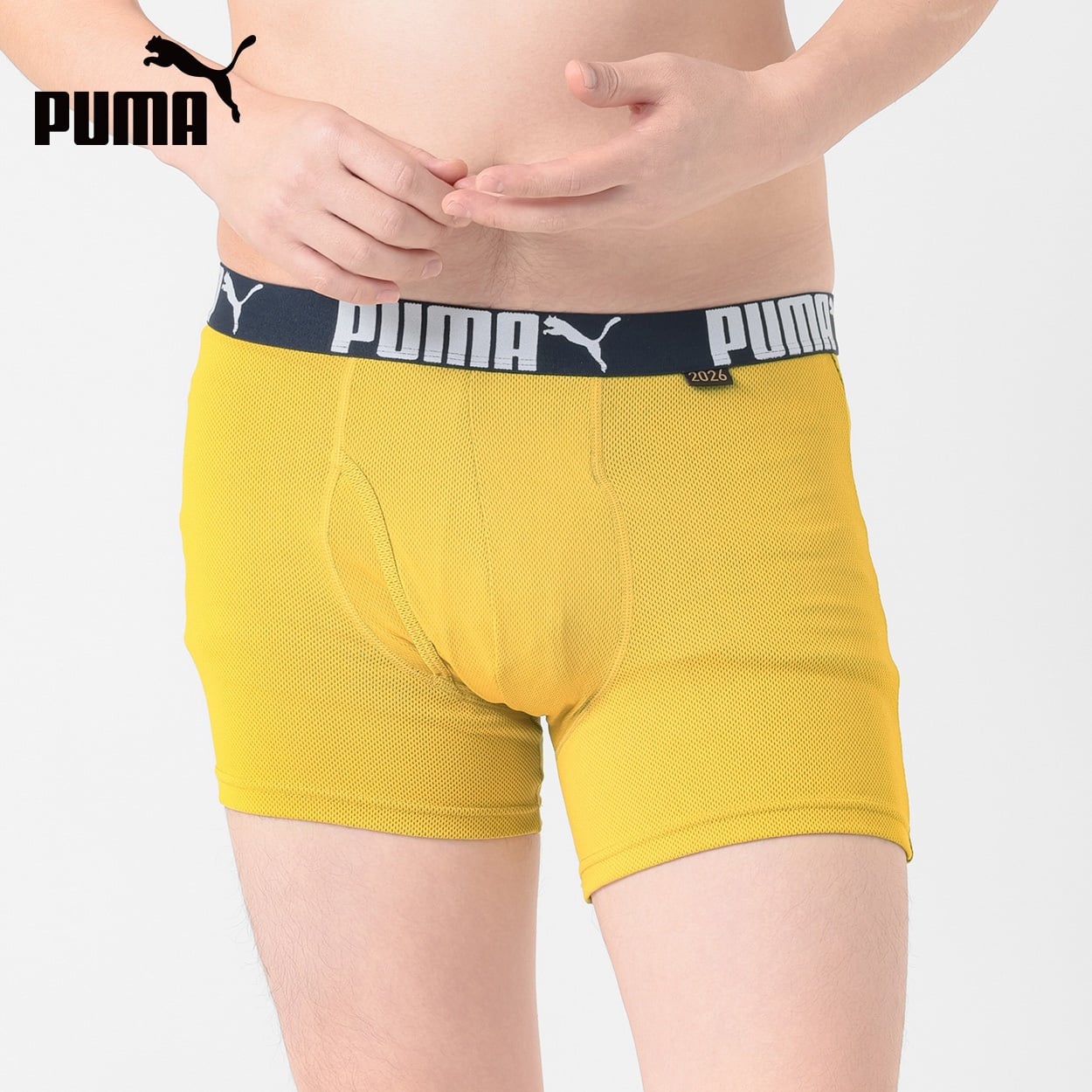 PUMA(プーマ) PUMA接触冷感ハニカムメッシュボクサー メンズ(キイロ-L)