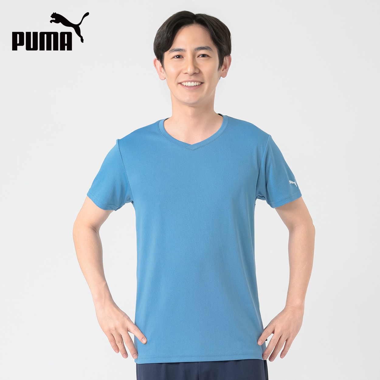 PUMA(プーマ) PUMA接触冷感ハニカムメッシュショートスリーブシャツ メンズ(ウスアオ-L)