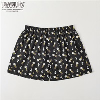 PEANUTS 綿100％ 布帛トランクス 前開き スヌーピー柄 メンズ(クロ-M)