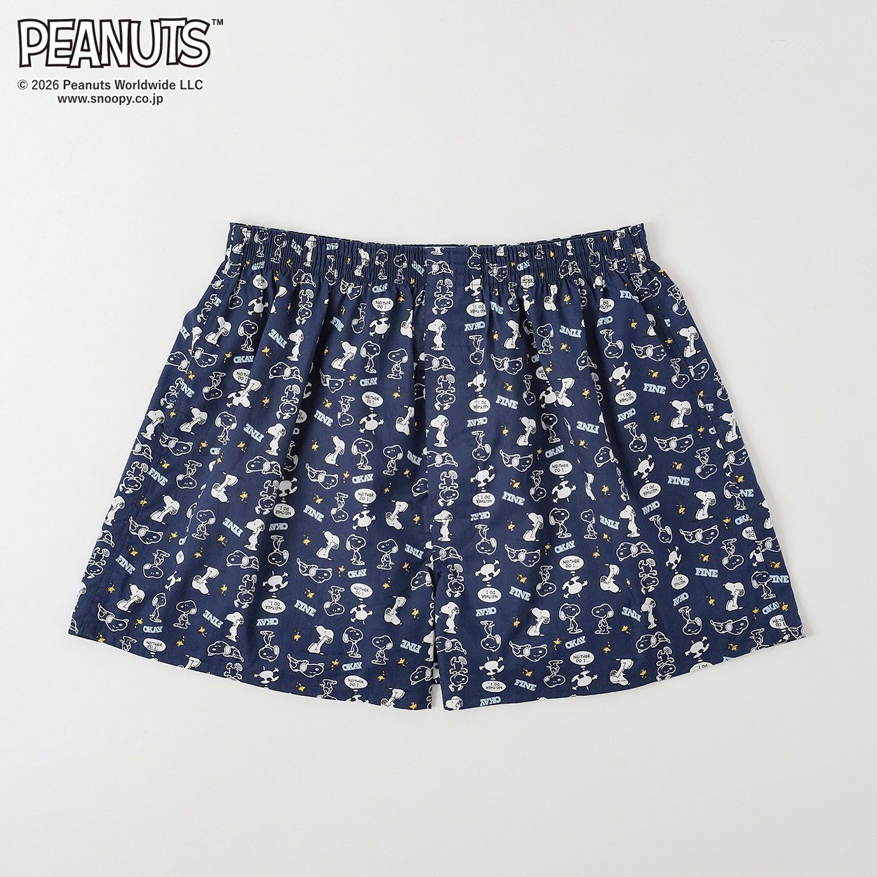 PEANUTS 綿100％ 布帛トランクス 前開き スヌーピー柄 メンズ(コイアオ-LL)