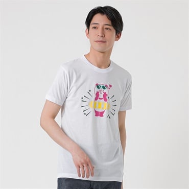 ナツパンダ 半袖クルーネックＴシャツ 指ハート メンズ
