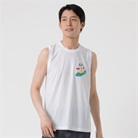 ナツパンダ スリーブレスクルーネックシャツ サーフィン メンズ(シロ-M)