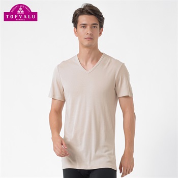 PEACE FIT WARMコットン100％ 半袖Vネックシャツ メンズ トップバリュ PEACE FIT(ピースフィット)(ベ－ジユ-Ｓ)