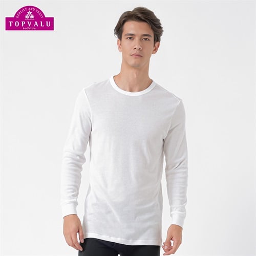 PEACE FIT WARMコットン100％ 9分袖クルーネックシャツ メンズ トップバリュ PEACE FIT(ピースフィット)