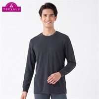 WARM厚地 長袖クルーネックシャツ メンズ トップバリュ PEACE FIT(ピースフィット)(クロ-S)