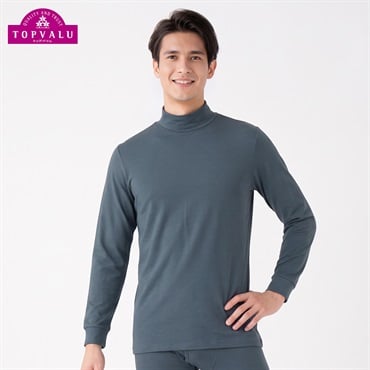 WARM厚地 長袖ハイネックシャツ メンズ トップバリュ PEACE FIT(ピースフィット)(グレー-S)