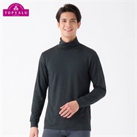 WARM厚地 長袖タートルネックシャツ メンズ トップバリュ PEACE FIT(ピースフィット)(クロ-S)