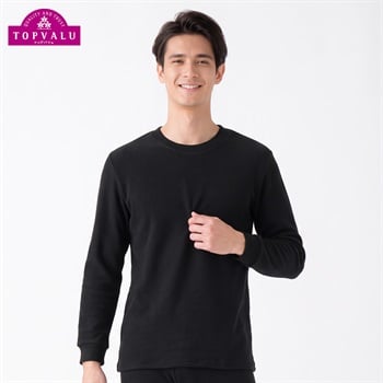 WARM超保温 長袖クルーネックシャツ メンズ トップバリュ PEACE FIT(ピースフィット)(クロ-S)