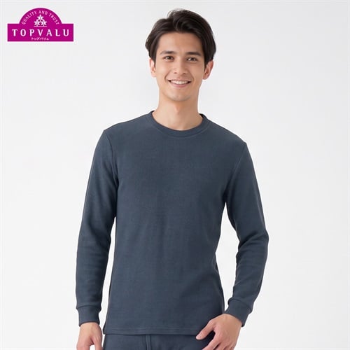 WARM超保温 長袖クルーネックシャツ メンズ トップバリュ PEACE FIT(ピースフィット)(コイアオ-S)