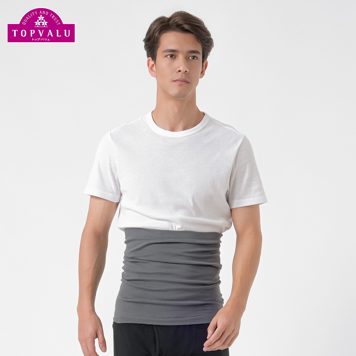 WARM コットンブレンド  ウエストウォーマー メンズ トップバリュ PEACE FIT(ピースフィット)(グレー-L-XL)