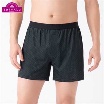 SilkyFACTドット柄トランクス（前あき） メンズ トップバリュ PEACE FIT(ピースフィット) (hk)(クロ-M)