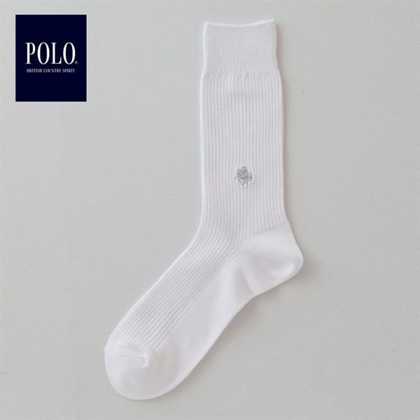 POLO BRITISH COUNTRY SPIRIT クルーリブソックス メンズ(シロ-25-27CM)