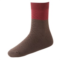 ヘリンボーン柄ハーフ丈ソックス メンズ(チャ-25-27CM)