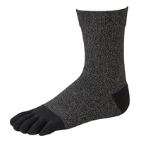 ５本指ハーフ丈足底パイル 丈夫ソックス ２足組 メンズ(クロ-25-27CM)
