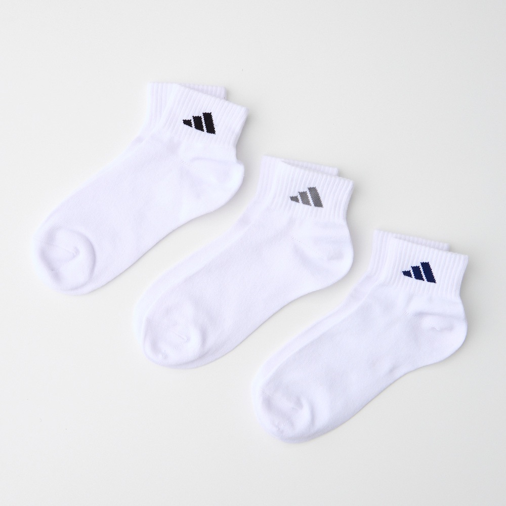 adidas(アディダス) ショート丈消臭加工ワンポイントロゴソックス 3足組 メンズ(シロ-24-26CM)