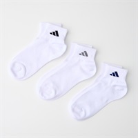 adidas(アディダス) ショート丈消臭加工ワンポイントロゴソックス 3足組 メンズ(シロ-24-26CM)